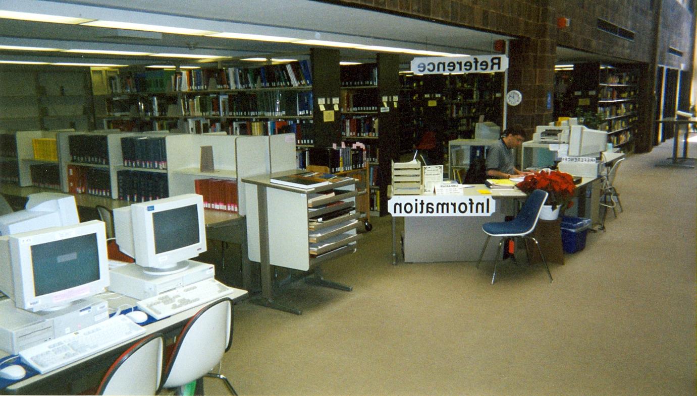 former location of reference section and information desk